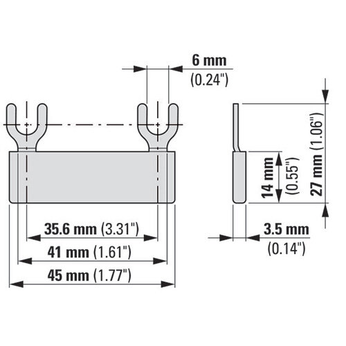 Eaton BB-FORK-18X2P-ISOL kamrail 45mm 2 apparaten 10mm²