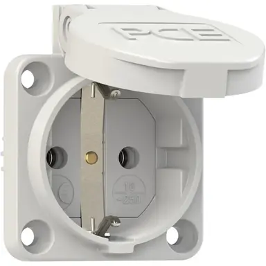 PCE 105-OG inbouw wandcontactdoos randaarde 50mm schroefbevestiging met klep grijs
