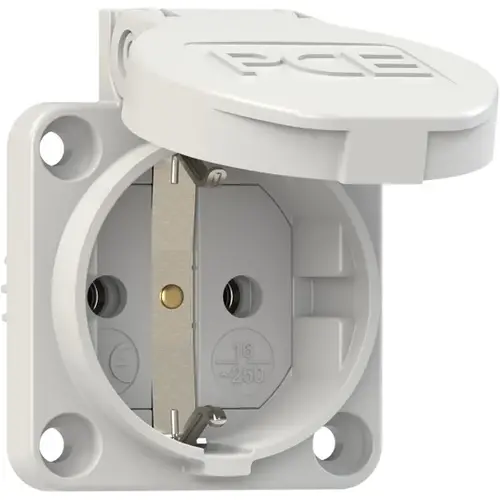 PCE 105-OG inbouw wandcontactdoos randaarde 50mm schroefbevestiging met klep grijs