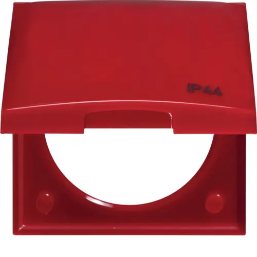 Berker 918282586 Integro Flow afdekraam 1-voudig met klapdeksel rood glans IP44