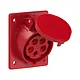 PCE 415-6V wandcontactdoos CEE 5-polig 16A 400V schuin rood 6h IP67