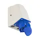 PCE 913-6V wandcontactdoos CEE 3-polig 16A 230V klokstand 6h IP44 3xM25