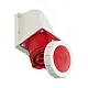 PCE 1242-3V CEE wandcontactdoos 4-polig 32A 400-440V 3h grijs/rood IP67
