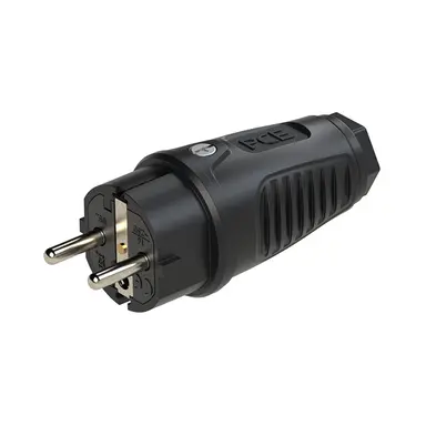 PCE 0522-S contactstop randaarde rubber 16A zwart