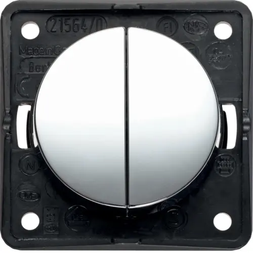 Berker 936752518 Integro Flow serie impulsdrukker 2x maakcontact glanzend chroom