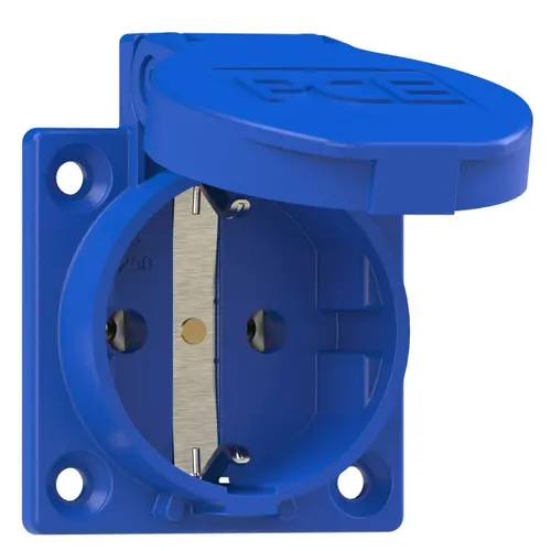 PCE 1050-0B wandcontactdoos randaarde met klapdeksel 16A 50x50mm blauw IP54