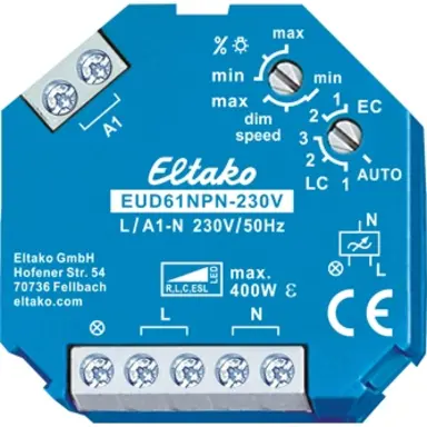 Eltako EUD61NPN-230V inbouw LED-dimmer tiptoets 400W universeel faseaansnijding faseafsnijding