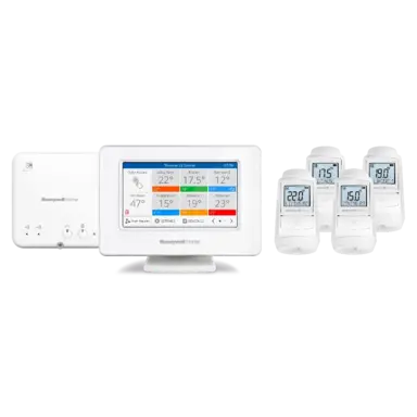 Honeywell ATP934GM4010 Evohome slimme Wi-Fi thermostaat met stuurmodule en 4x thermostaatknop