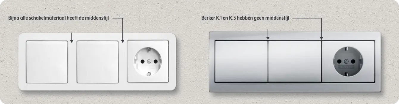 Berker K.5 heeft geen middenstijl