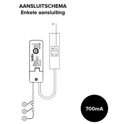 Klemko LED-DRV-12.5PD Lumiko LED driver constante stroom 700mA 12,5W 3-32V, dimbaar met snoer