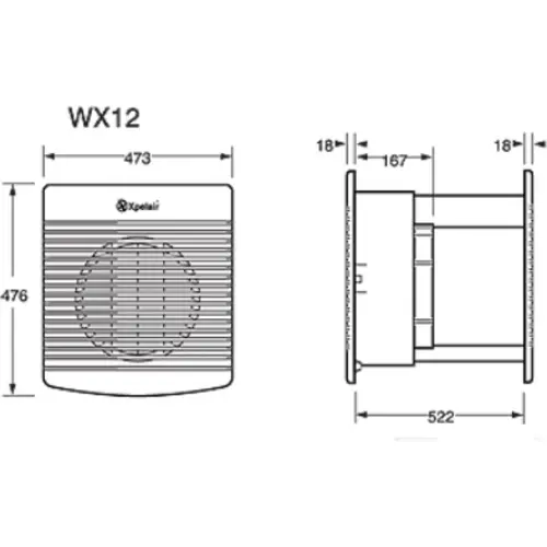 Xpelair WX 12 wand afzuigventilator 230v 434x434mm 1715m3