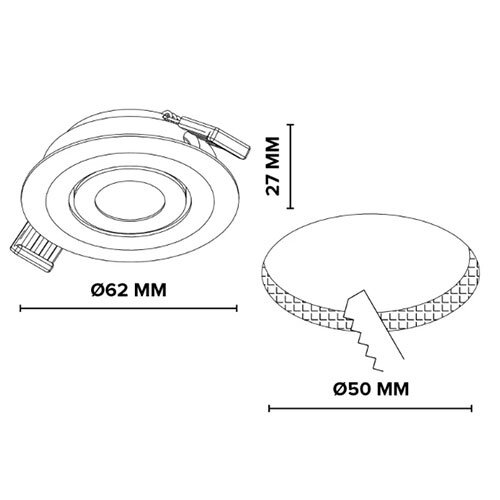Klemko LED-SPOT_62RB-EWW Lumiko Siena XPG LED richtbare inbouwspot 2,1W/700ma 2700K RVS look