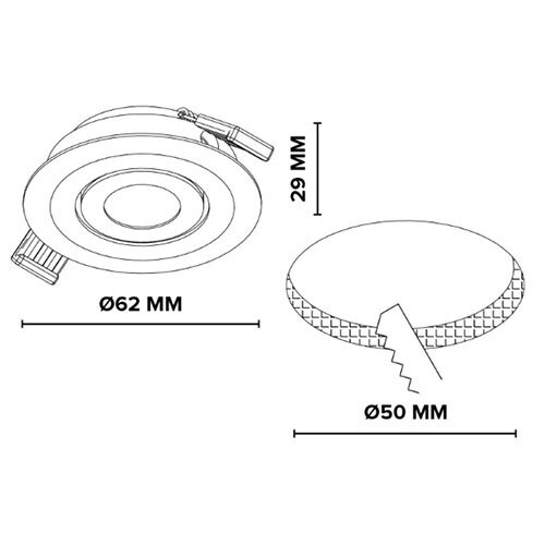 Klemko LCB-SPOT-62R-EWW Lumiko 863721 Siena COB LED richtbare inbouwspot 3,1W/350ma 2700K RVS look