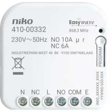 Niko 410-00332 RF-ontvanger potentiaalvrij met 1 wisselcontact