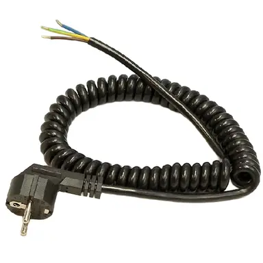 Haka 527900022 spiraalsnoer met haakse stekker CS-H05VV-F 3x1,00mm² zwart 0,7 meter