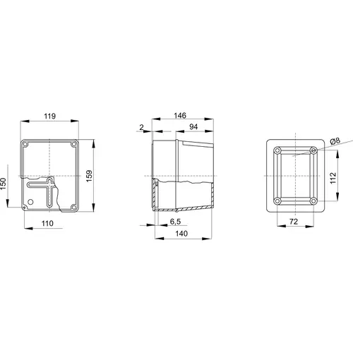 Gewiss GW44216 kabeldoos lasdoos 150x110x140mm met hoge schroefdeksel IP56 grijs