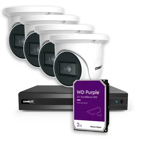 Comelit KCCTV4N4-2 CCTV-kit met NVR 2TB HDD 4 turret camera's