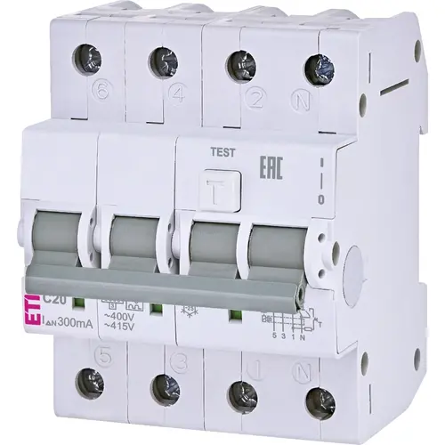 ETI 431001184 aardlekautomaat KZS-4M C 20A 300mA 3p+n