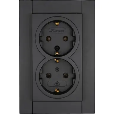 Kopp 929515007 wandcontactdoos 2-voudig randaarde voor enkele inbouwdoos HK07 Athenis antraciet