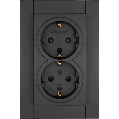 Kopp 929515007 wandcontactdoos 2-voudig randaarde voor enkele inbouwdoos HK07 Athenis antraciet