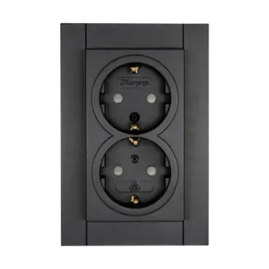 Kopp 940215003 wandcontactdoos 2-voudig randaarde Safety+ voor enkele inbouwdoos HK07 Athenis antraciet