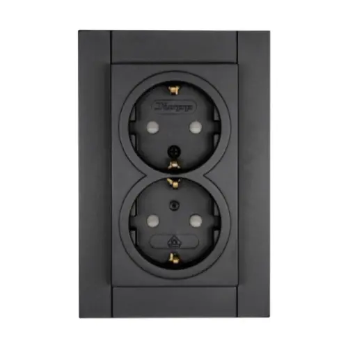 Kopp 940215003 wandcontactdoos 2-voudig randaarde Safety+ voor enkele inbouwdoos HK07 Athenis antraciet