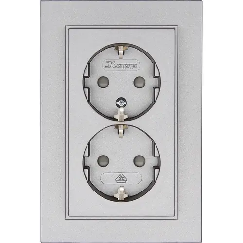 Kopp 940247006 wandcontactdoos 2-voudig randaarde Safety+ voor enkele inbouwdoos HK07 Athenis staal grijs