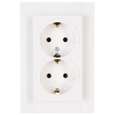 Kopp 929529008 wandcontactdoos 2-voudig randaarde voor enkele inbouwdoos HK07 Athenis helder wit glans