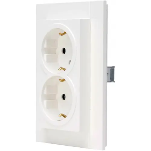 Kopp 940229004 wandcontactdoos 2-voudig randaarde Safety+ voor enkele inbouwdoos HK07 Athenis helder wit glans