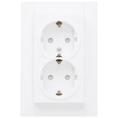 Kopp 940232004 wandcontactdoos 2-voudig randaarde Safety+ voor enkele inbouwdoos HK07 Athenis arctic wit mat