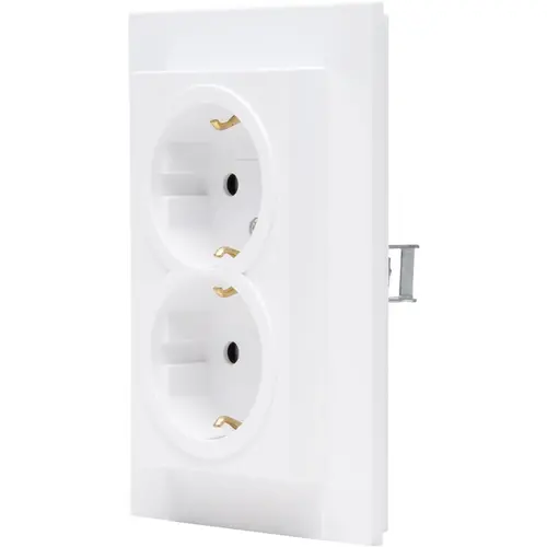 Kopp 940232004 wandcontactdoos 2-voudig randaarde Safety+ voor enkele inbouwdoos HK07 Athenis arctic wit mat