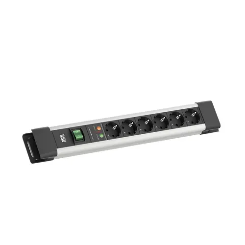 Bachmann BM005904 Connectus 6x 230V randaarde met oversp. beveiliging schakelaar 2 meter randaarde grijs