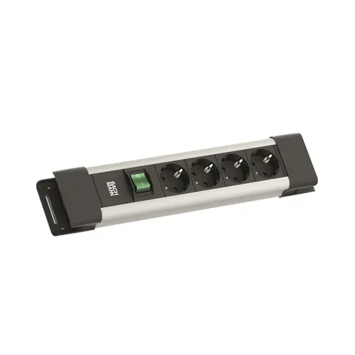 Bachmann BM005906 Connectus 4x 230V randaarde met schakelaar 2 meter randaarde grijs