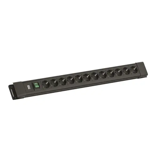 Bachmann BM005908 Connectus 12x 230V randaarde met schakelaar 2 meter randaarde zwart