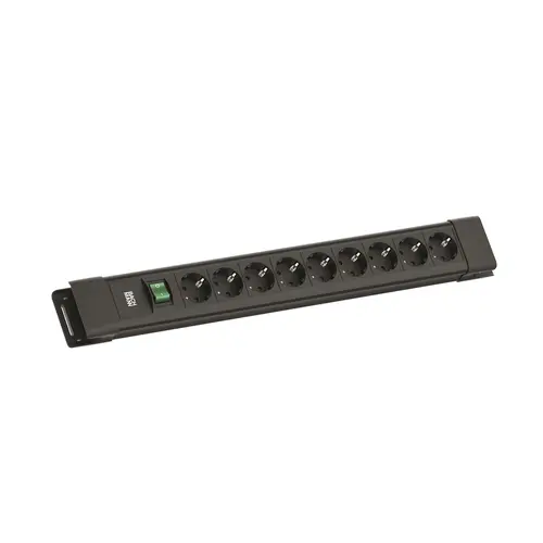 Bachmann BM005909 Connectus 9x 230V randaarde met schakelaar 2 meter randaarde zwart