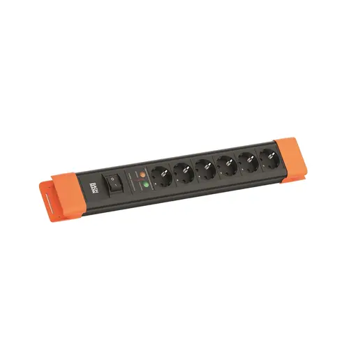 Bachmann BM005916 Connectus 6x 230V randaarde met oversp. beveiliging schakelaar 2 meter randaarde zwart