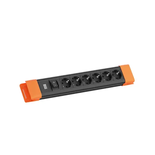 Bachmann BM005917 Connectus 6x 230V randaarde met schakelaar 2 meter randaarde zwart/oranje