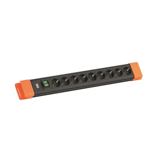 Bachmann BM005918 Connectus 9x 230V randaarde met schakelaar 2 meter randaarde zwart/oranje