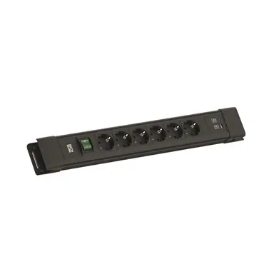 Bachmann BM005922 Connectus 6x 230V randaarde met 1x USB A/C chrgr + schakelaar 2 meter randaarde zwart