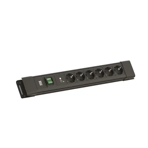 Bachmann BM005927 Connectus 6x 230V randaarde met oversp. beveiligingPlus + schakelaar 2 meter randaarde