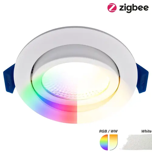 EcoDim ED-10079 Zigbee LED-inbouwspot IP54 dimbaar 75mm rond 23mm inbouwdiepte RGBWW wit