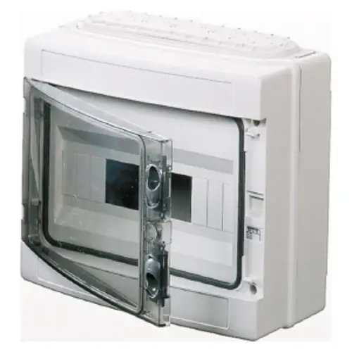 Gewiss GW40123 opbouwkast leeg 12 modules 1 rij DIN-rail IP65 transparante deur grijs