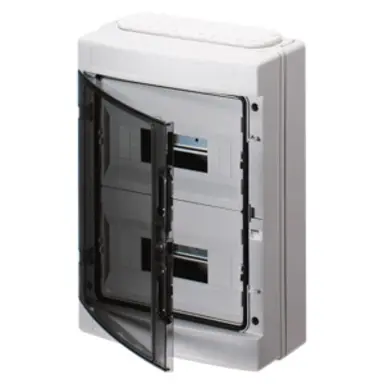 Gewiss GW40124 opbouwkast leeg 12 modules 1 rij DIN-rail IP65 transparante deur grijs