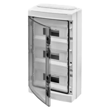 Gewiss GW40125 kunststof opbouwkast met din rail en klemmenblokken transparante deu