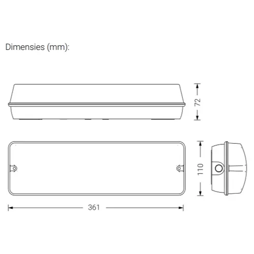 Ecolight EHAL-250M-MH Europrisma opbouw noodverlichtingsarmatuur met zelftest LED 2,4W 5700K 250lm IP65