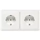 PEHA 80.6512 SI/572.02 wandcontactdoos randaarde kindveilig 2-voudig vlak voor wandgoot Standard Inline levend wit