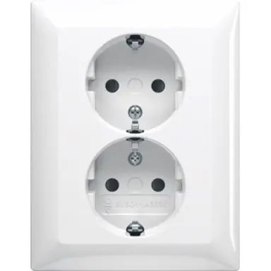 Busch-Jaeger 202 EUJRB-914 wandcontactdoos 2-voudig randaarde kindveilig voor enkele inbouwdoos Balance SI wit glans