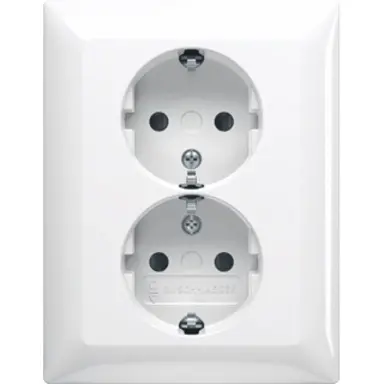 Busch-Jaeger 202 EUJB-914 wandcontactdoos 2-voudig randaarde kindveilig voor enkele inbouwdoos met klauwbevestiging Balance SI wit glans