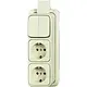 Busch-Jaeger 2601/5/2300/2 EAPJ combinatie serieschakelaar/2x wandcontactdoos RA K/P-25 opbouw AP plus creme