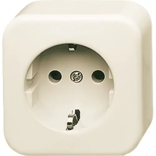 Busch-Jaeger 2300 EAPKS/11-503 wandcontactdoos randaarde kindveilig opbouw AP plus creme